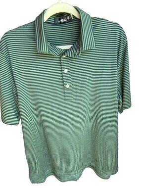 RLX Ralph Lauren Golf Polo Shirt XL Green Navy Stripe Performance Stretch